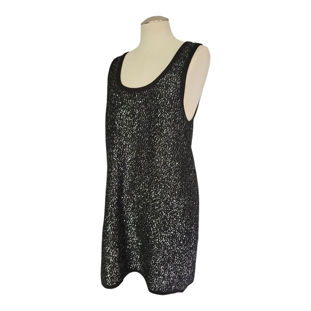 The Kooples NWT Black and Silver Sequin Knit Short Tank Dress EU 3